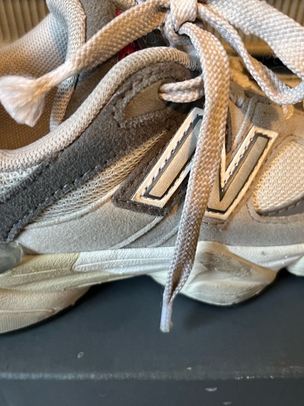 New Balance Kids Light Beige and Gray Sneakers